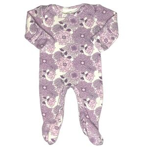 Kate Quinn Organic Cotton Purple Floral Footed Romper Sleeper Size 0-3M